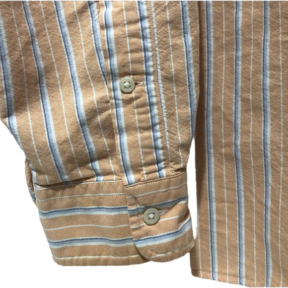 Ralph Lauren Classic Fit Shirt Men L Salmon Peach Stripe Button Down Long Sleeve - Picture 5 of 10